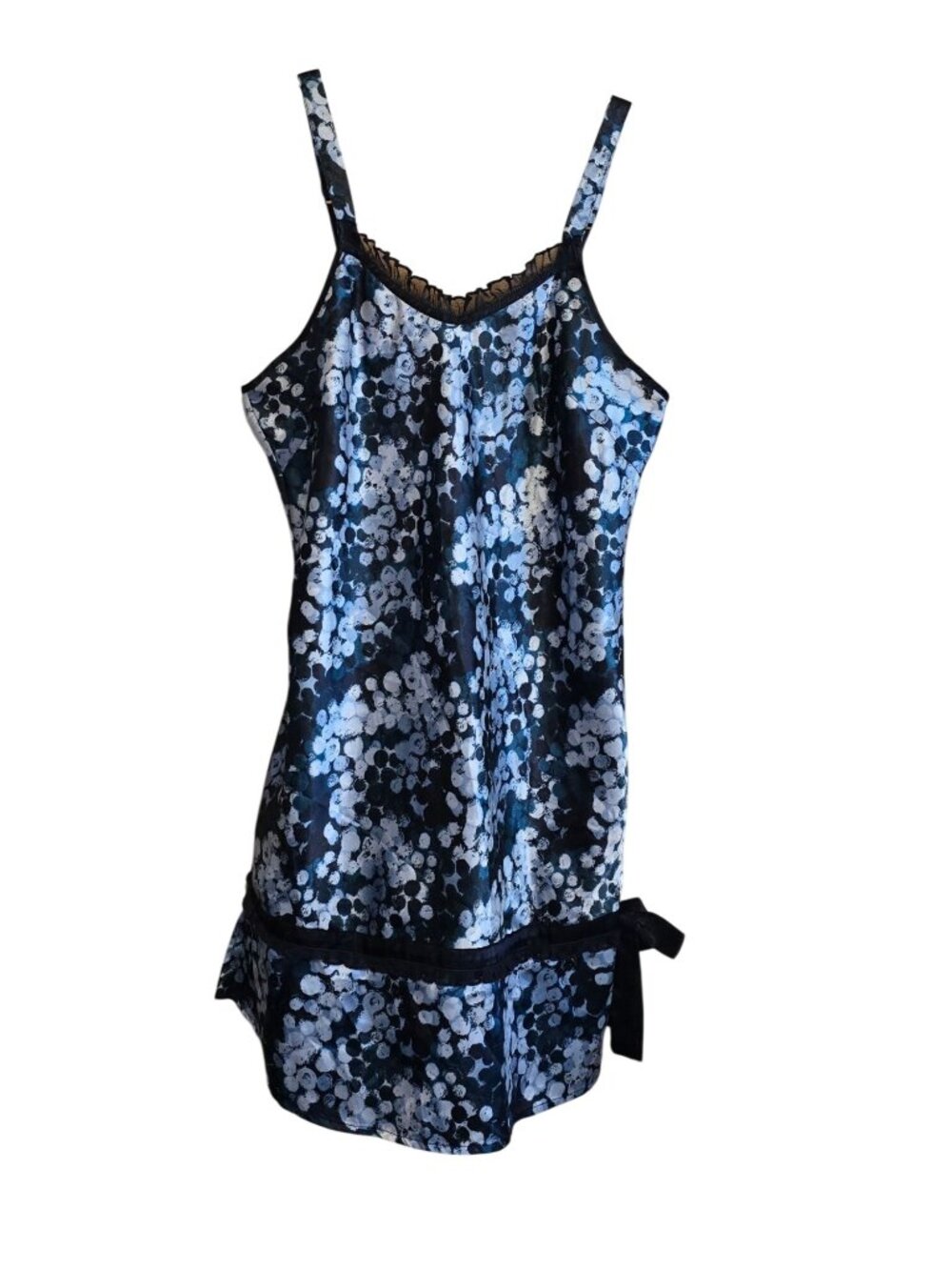 Sleeveless Spotted Tank Dress Bow Detail Blue Black Print colorful romance love
